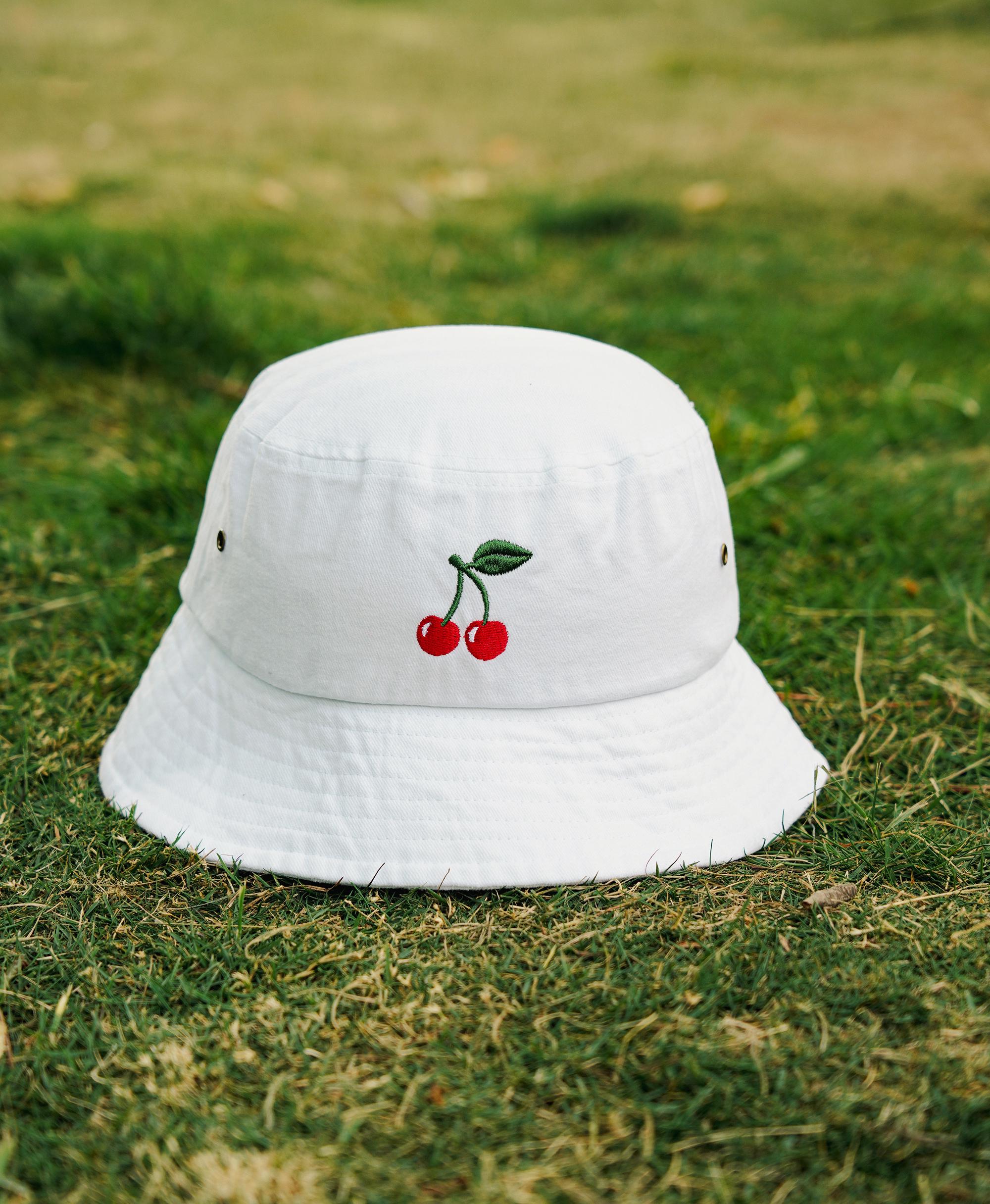 New Custom Designed White Bucket Hat with Embroidered Butterfly, Adjustable Embroidered Butterfly Bucket Hat – zlyc main image 2