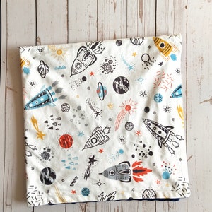 Personalized Baby Blanket Space Rocket Minky Baby Boy Blanket Baby Boy Gift Monogram name Blanket Navy Blue Blanket Newborn Baby Blanket image 5