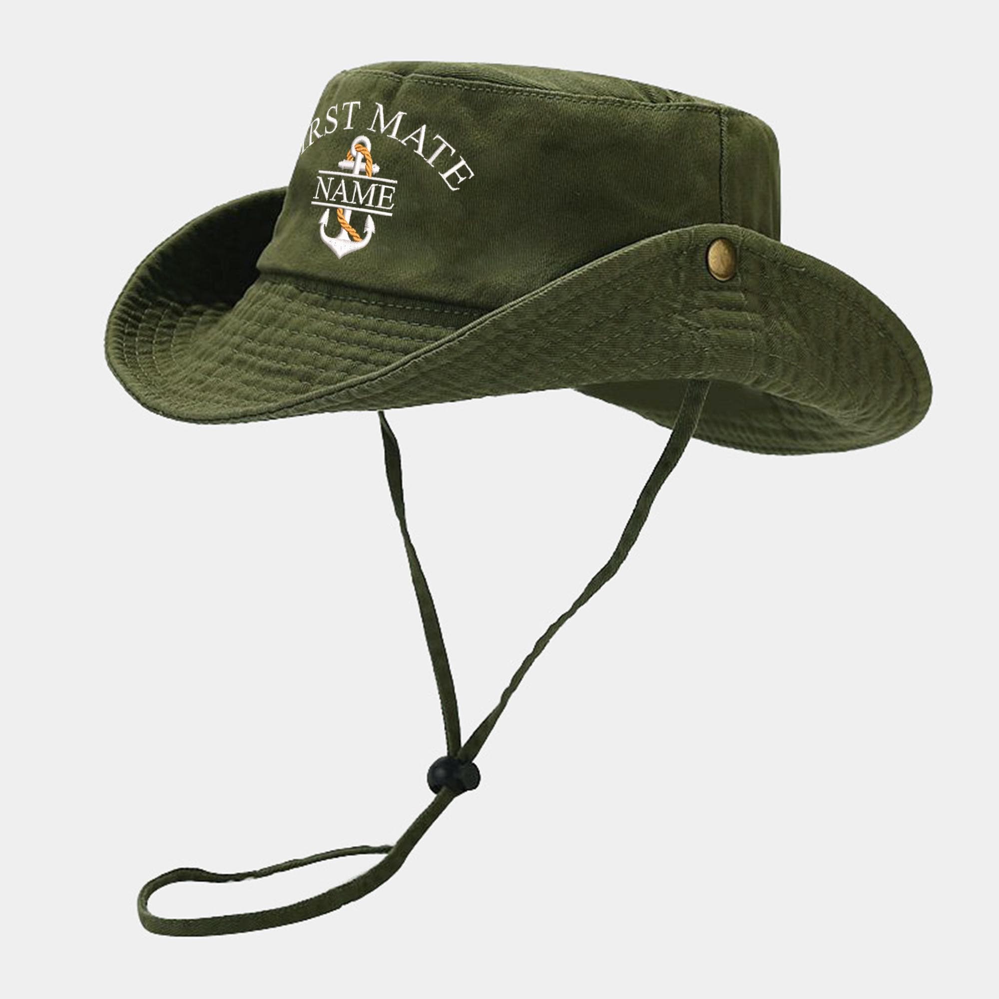 Personalized Name Captain Hat, Custom First Mate Bucket Hat with Embroidery, Unisex Hiking & Boat Crew Anchor Hat, Personalized Outdoor Adventure Hat