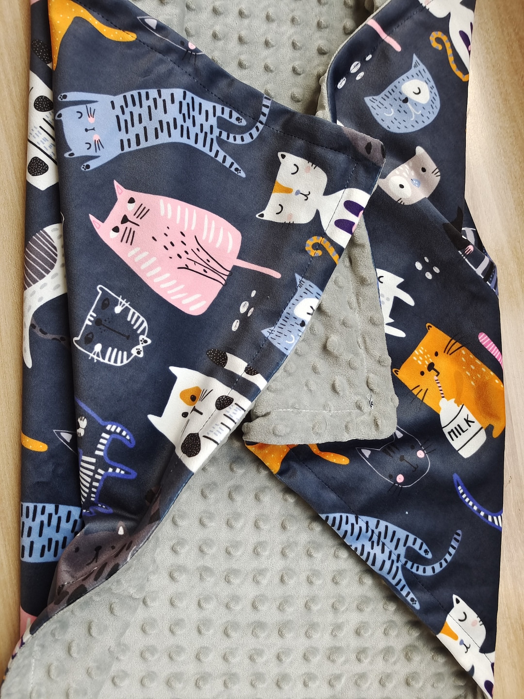 Cat Baby Blanket Boy Personalized Baby Boy Blanket Kitten Embroidered