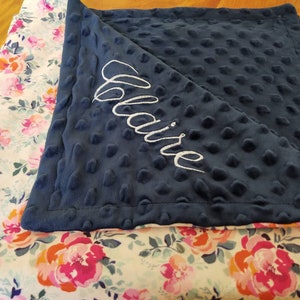 Personalized Baby Blanket Minky Floral Baby Girl Blanket with Name Newborn Girl Monogram Baby Blanket Custom Swaddle Toddler Child Blanket image 4