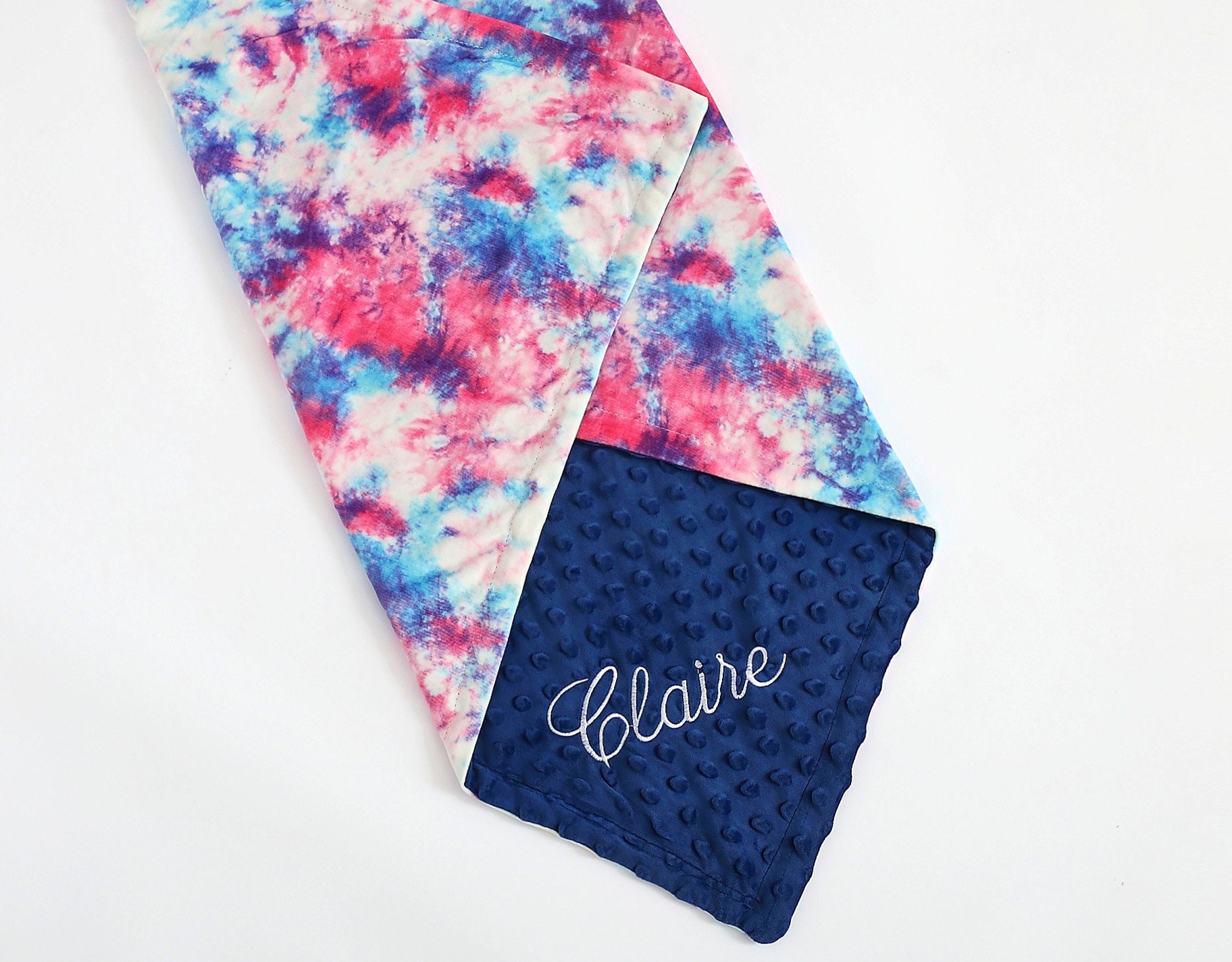 Personalized Baby Blanket Girl Colorful Tie Dye Minky Blanket Etsy