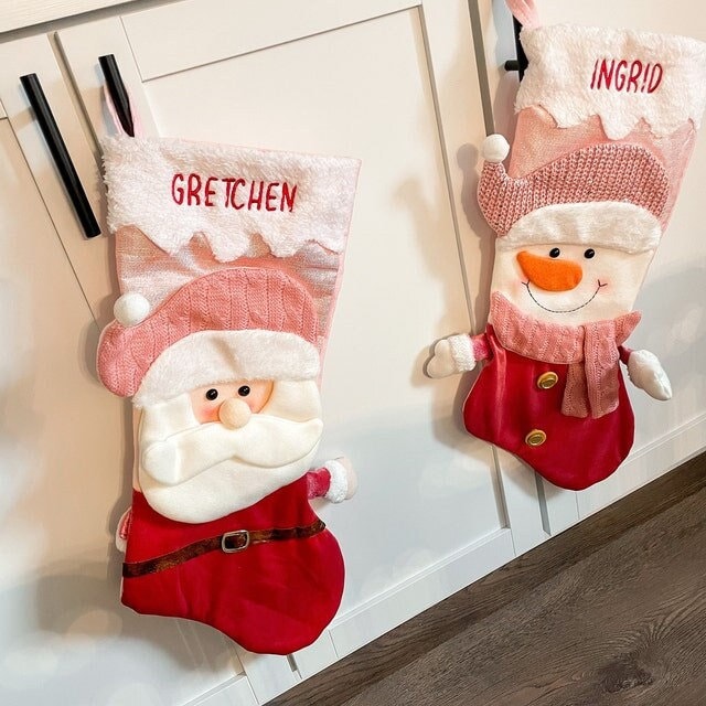 Personalized Christmas Stockings, Embroidered Names for Home Decoration Applique Santa Stockings, Family Christmas Gift, Monogram Stockings