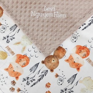 Personalisierte Baby Decke Tier Baby Jungen Decke Baby Name Decke Baby Shower Geschenk Doppel Minky Decke Neugeborenen Weihnachtsgeschenk für Kinder