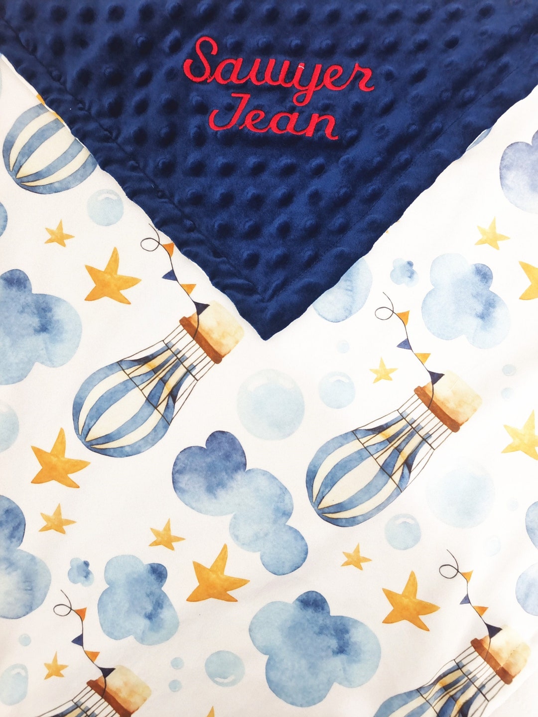 Personalized Baby Blanket, Navy Baby Boy Blanket, Baby Shower Gift