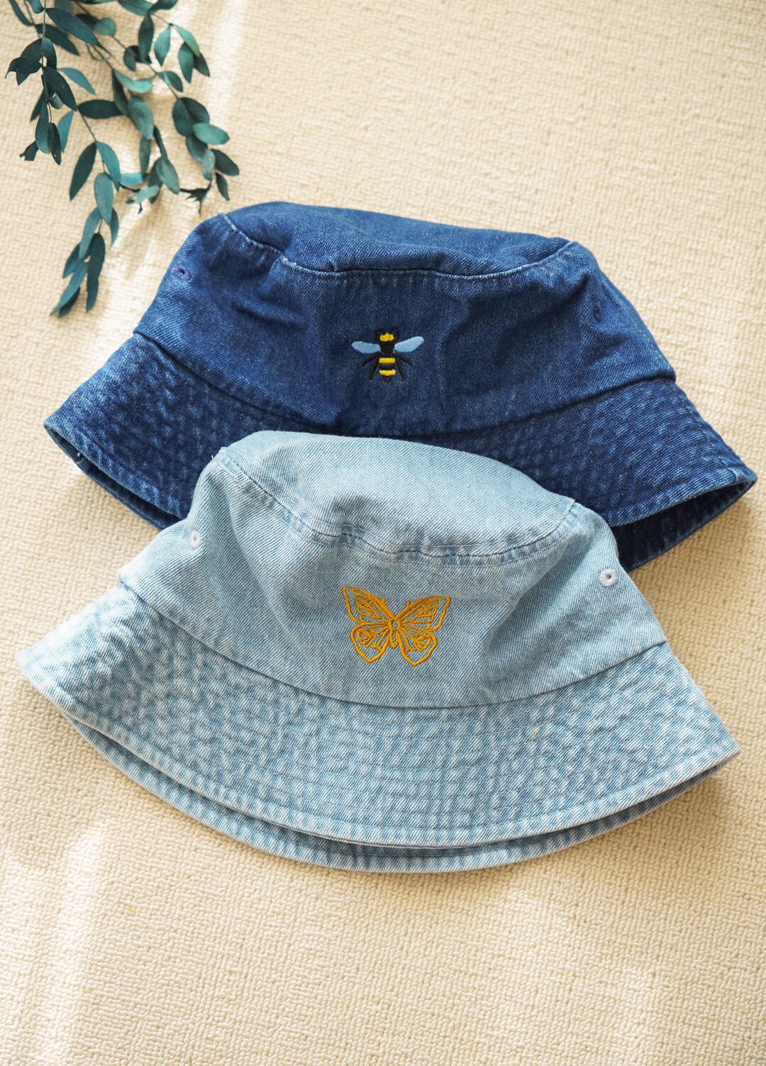 Custom Embroidered Butterfly Bucket Hat: 90s Style Cotton Travel Hat - Etsy