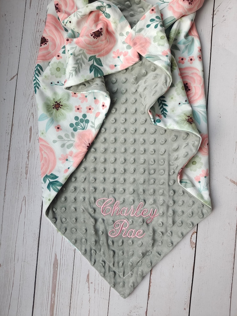 Personalized Baby Blanket Girl Pink Minky Baby Blanket Baby Etsy