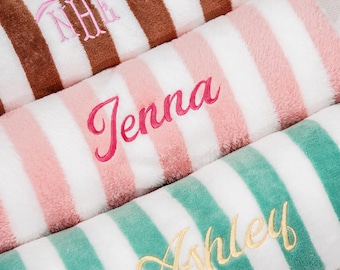 Personalized Beach Towel, Custom Embroidered Cabana Stripe Towels, Pool Towels,Bachelorette Trip Gift FF0420