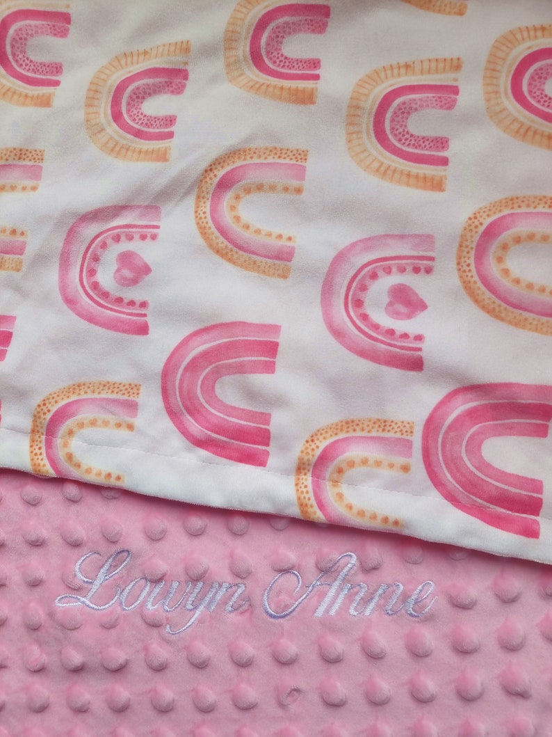 Personalized Baby Girl Blanket Pink Rainbow Baby Blanket Girl Etsy