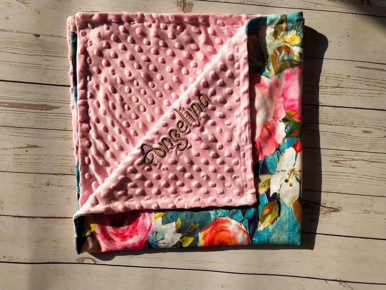 Personalized Baby Blanket Girl Minky Floral Baby Girl Blankets Etsy