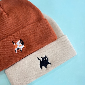 Embroidered Beanies for Cat Lovers, Cute Cat Emojis, Adult Unisex Beanie, Personalized Beanie, Custom Beanie Winter hat 24102407