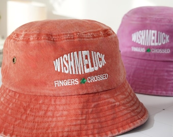 Custom Text Embroidered Cotton Bucket Hat, Personalized Gift