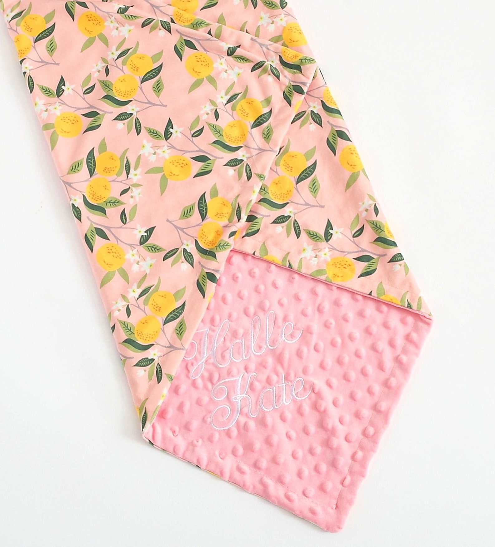 Personalized Baby Blanket Girl Lemon Dot Minky baby blanket Etsy