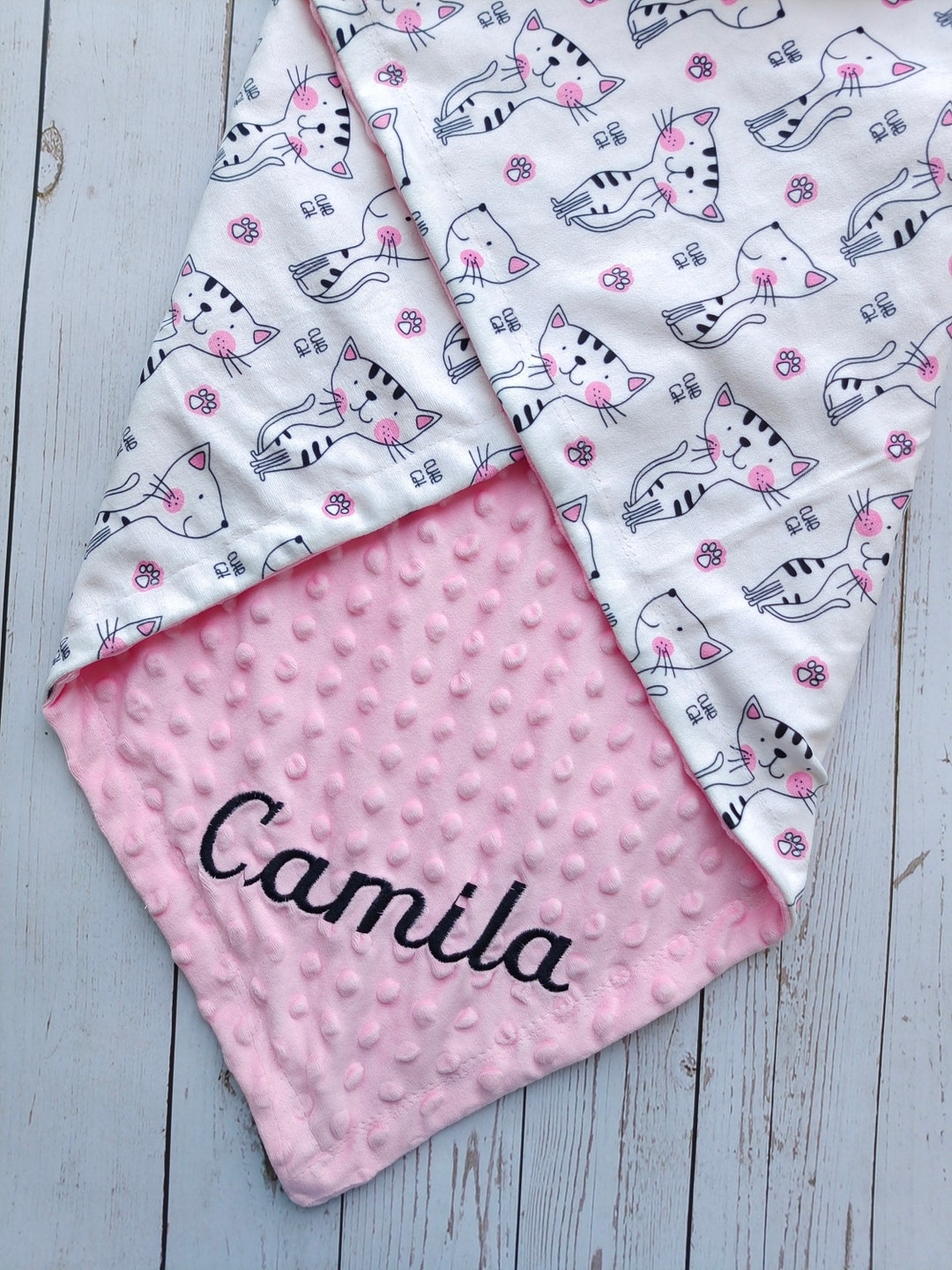 Personalized Kitten Blanket Cat Blanket Custom Pet Blanket Baby Girl