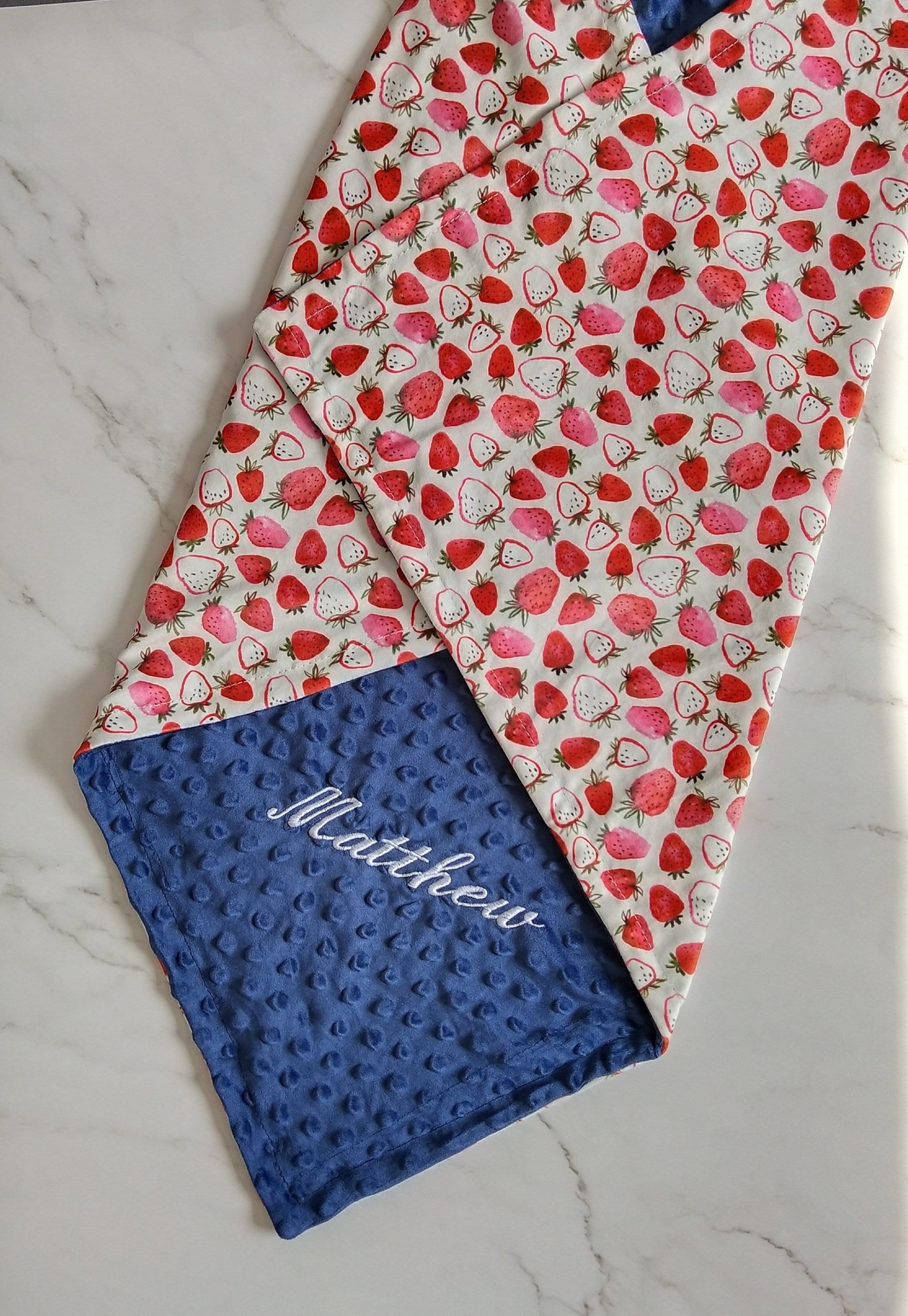 Personalized Baby Blanket Strawberry Dot Minky baby blanket Etsy