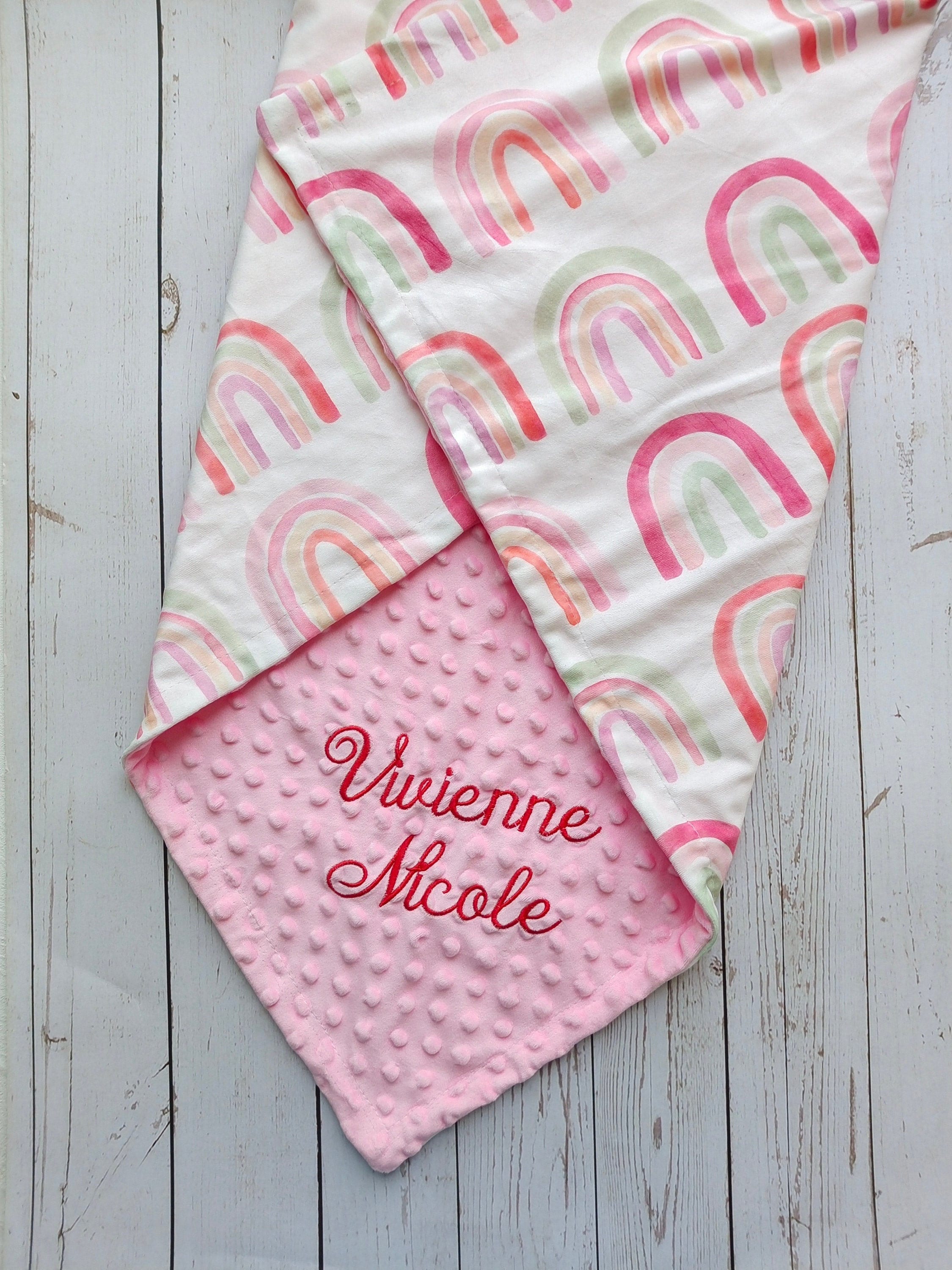 Personalized Baby Blanket Girl or Lovey Rainbow Baby Blanket Etsy