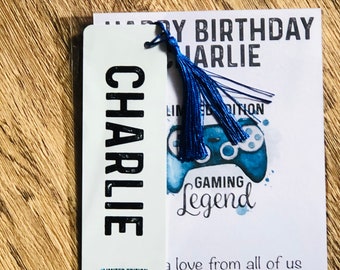 Personalised  gaming bookmark, aluminium bookmark, birthday gift, Gaming gift, avid reader gift, gamer bookmark gift, book lover gift