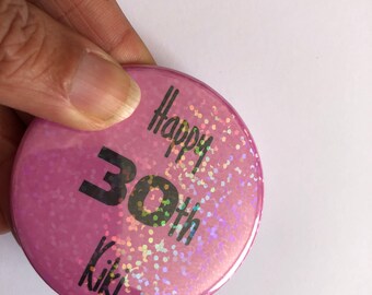 Number Badge - personalised birthday girl badge - picture button - custom badge