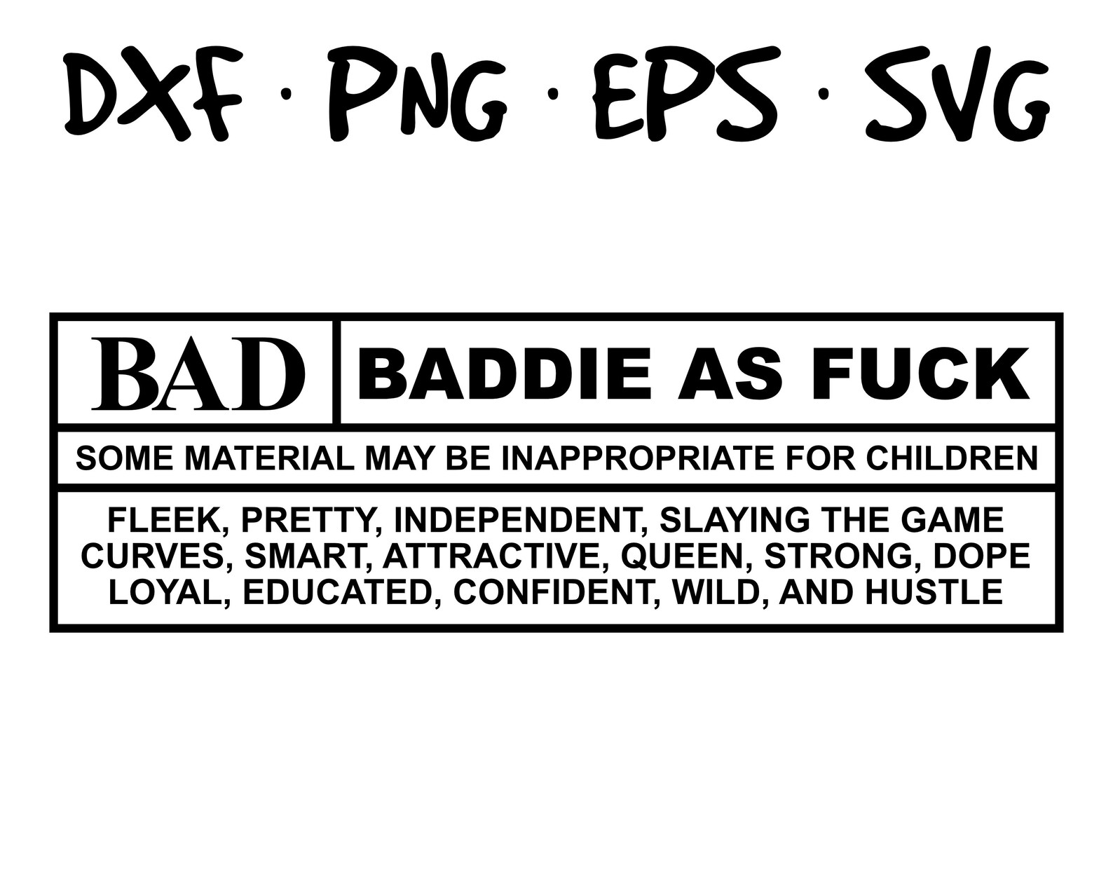 Baddie As Fuck Definition Nutritional Facts Meaning Inspired Etsy