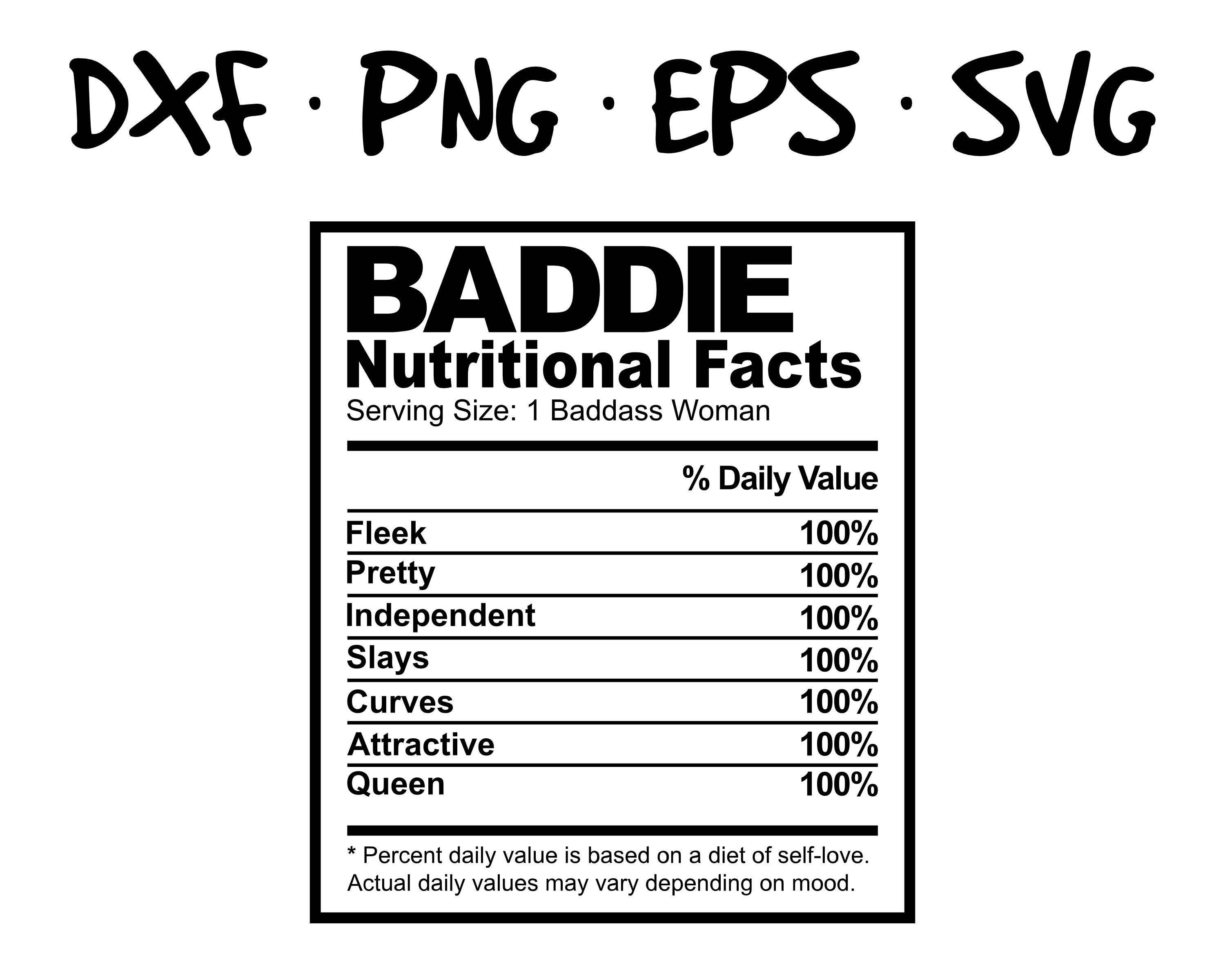 Baddie Definition Nutritional Facts meaning dictionary Etsy