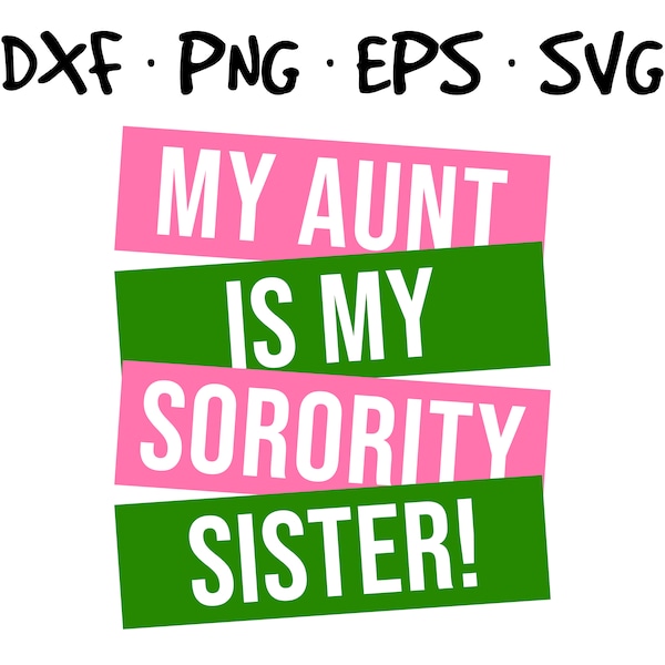 My Aunt Sister Daughter is My Soror Sorority Future Pretty Educated in Making Pink Green Alpha Omega Kappa melanin girl Cut File Svg Png