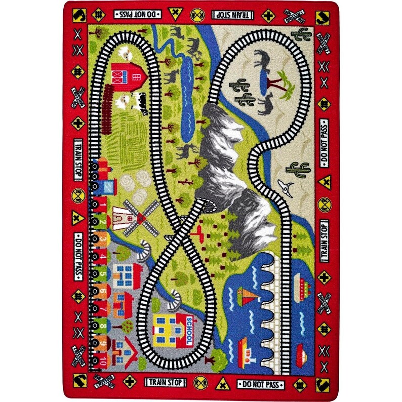 Railway Themed Rug for Kids Game Play Room Carpet Rail Play Etsy