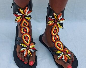 African sandals, gladiator sandals, beaded leather sandals, summer sandals, Maasaai sandals, Kenyan gladiators, wholesale gladiator sandals