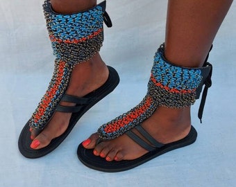 Maasai sandals, African sandals, African sandals women,  beaded sandals, gladiator sandals women, African beaded sandals, African shoes