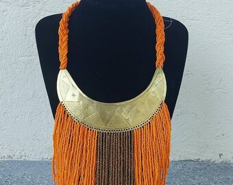 Maasai beaded necklace, African beaded necklace, bib necklace, wedding necklace, African choker, brass necklace, beaded necklace for women