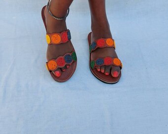 summer sandals, African sandals, leather strappy sandals, flat strappy sandals, Beach sandals, wedding sandals, Gladiator sandals, Sandals