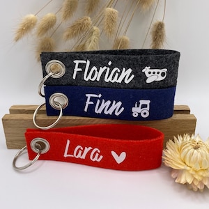 Schlüsselanhänger personalisiert aus Filz mit Name und Motiv / Schlüsselband / Namensanhänger / Geburtstagsgeschenk / individuelles Geschenk