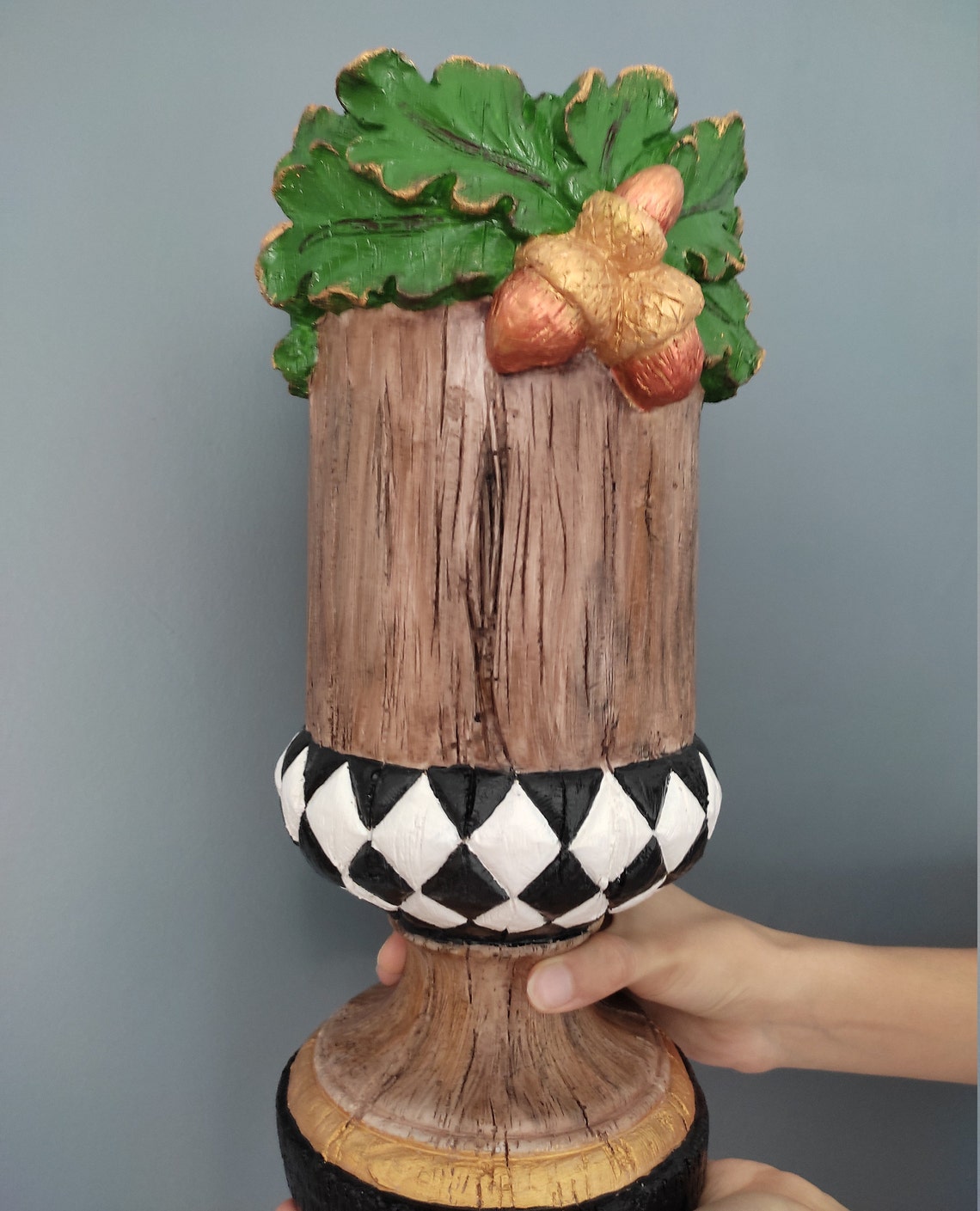 ACORN Detail Vase Custom Painting Home Decor Modern Entryway Etsy