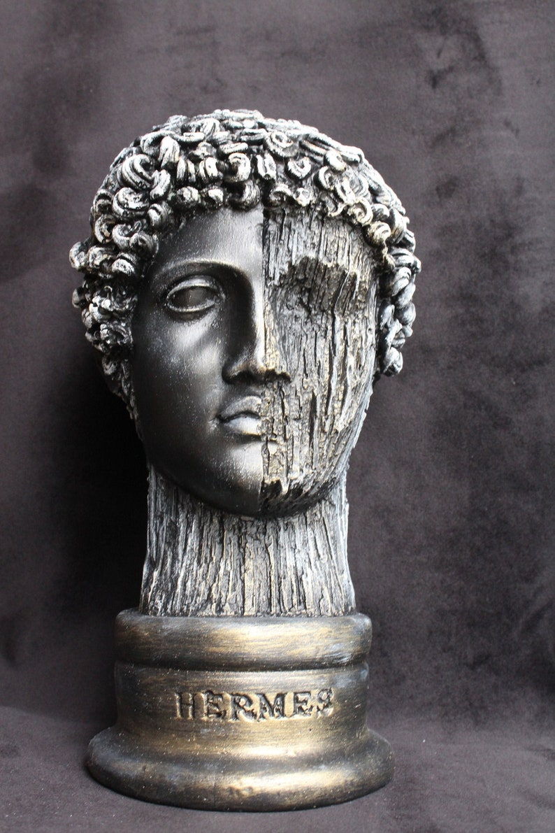 Greek God Bust Statue Black Sculpture Home Decor 31 cm Height Art