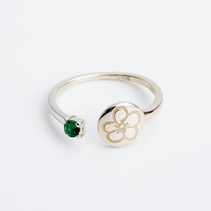Custom Birth Month Flower Ring / Birthstone Ring in Sterling Silver / Bridesmaid Gifts / Personalized Gift For Her /Birthday Gift / Rings