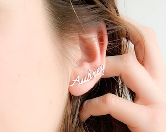 Personalized Jewelry - Name Earrings - Minimalist Earrings - Personalized Earrings - Stud Earrings - Gift for Her - Bridesmaid Gift