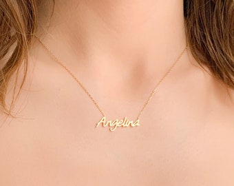 Tiny Gold Name Necklace-Personalized Name Necklace-Name Necklace-Bridesmaid Gift -Name Jewelry-Personalized Gift-Initial Necklace for Mom