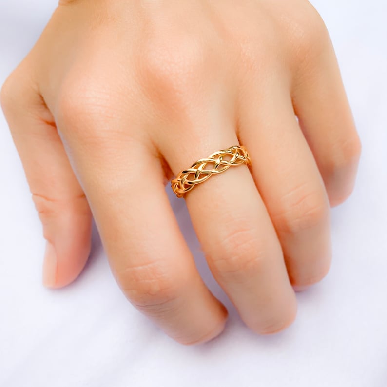 Rings for Women, Braided Ring, Celtic Wedding Band Ring, Dainty Gold Ring, Boho Rings image 2