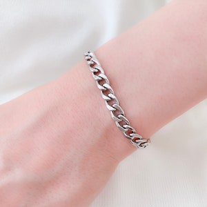 Sterling Silver Curb Chain Bracelet, Bracelets for Women,  Mens Silver Bracelet, Mens Gift, Hip Hop Chain, Gifts for Men