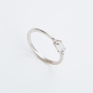 14K Gold Moonstone Engagement Ring Diamond, Handmade Jewelry Dainty Ring Minimalist Ring image 5
