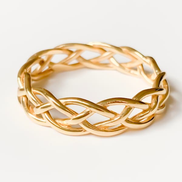 Ringe für Frauen, Geflochtener Ring, Keltischer Ehering, zierliche Goldringe, Boho Ringe