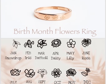 Multiple Birth Flower Ring / Personalized Gifts for Mom / Mothers Day Gift Ring / Birthday and Bridesmaid Gifts for Her