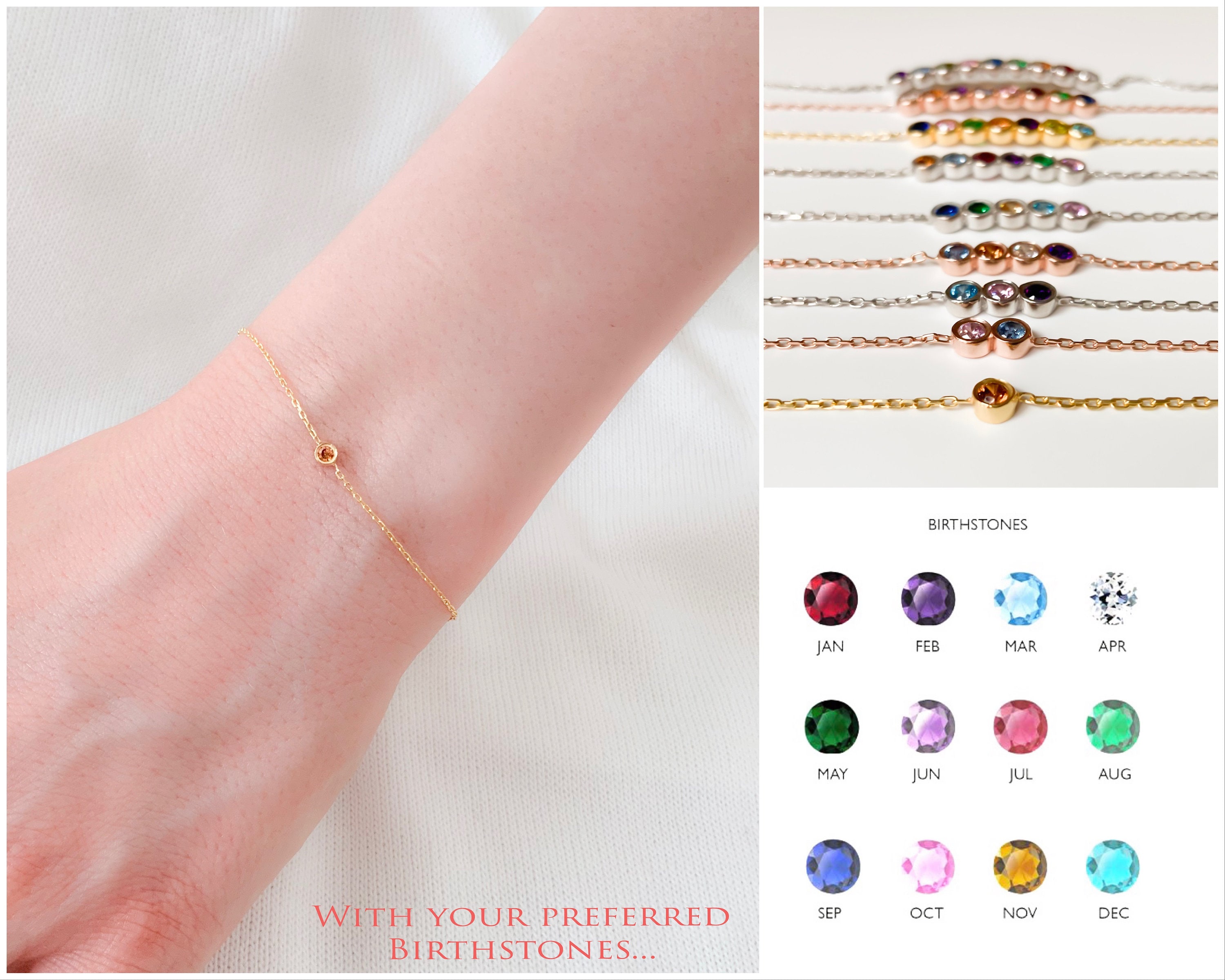 Family Birthstone Bracelet, Personalized Jewelry, Dainty Bracelet, Gold Bracelet, Birthstone Gifts, Mothers Jewelry, Personalized Gift