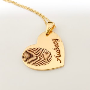 Personalized Fingerprint Necklace, Handwriting Necklace, Personalized Fingerprint Jewelry, Dainty Gold Necklace, Cremation Jewelry