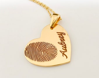 Personalized Fingerprint Necklace, Handwriting Necklace, Personalized Fingerprint Jewelry, Dainty Gold Necklace, Cremation Jewelry