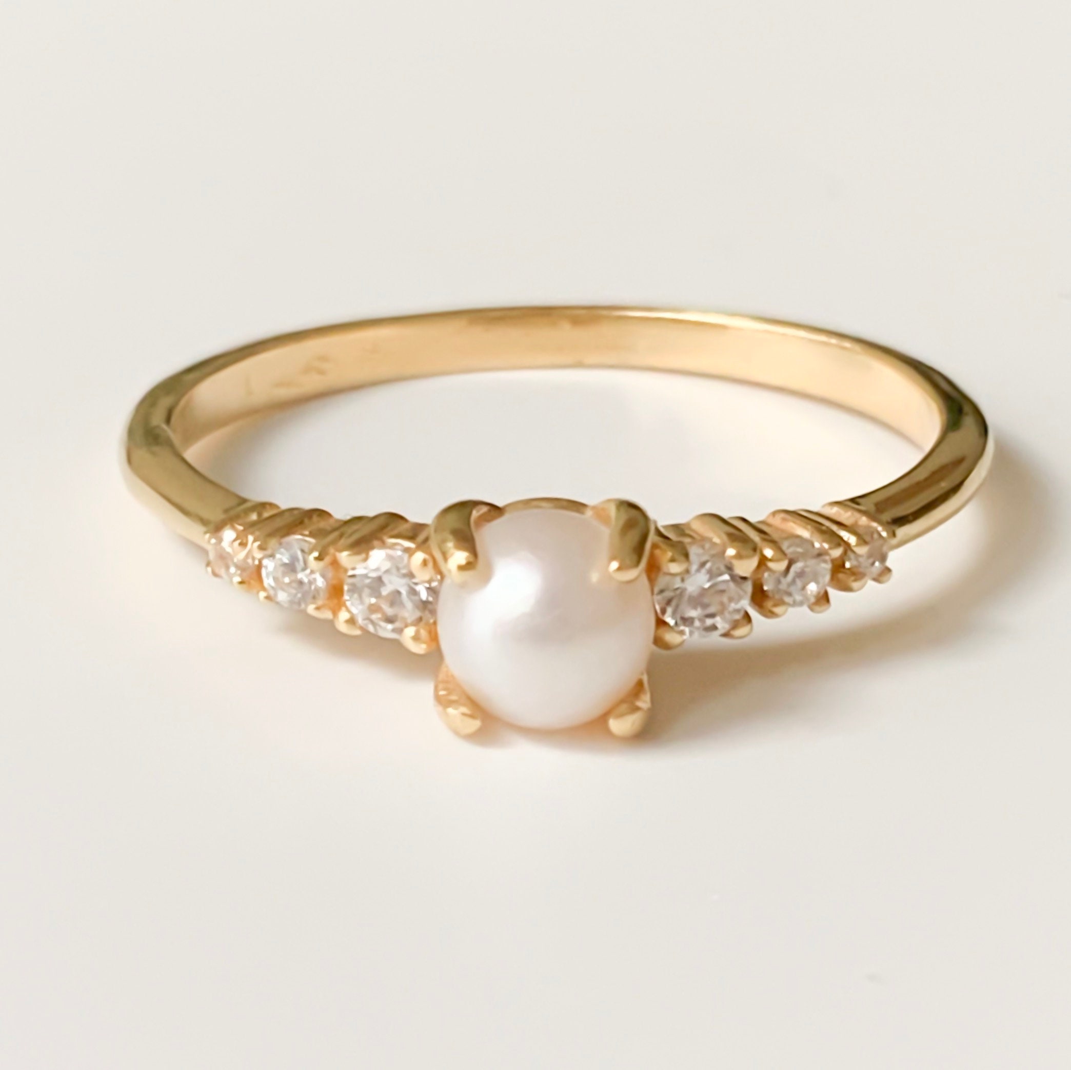 Pearl Engagement Ring Pearl Jewelry Vintage Looking Art Deco - Etsy