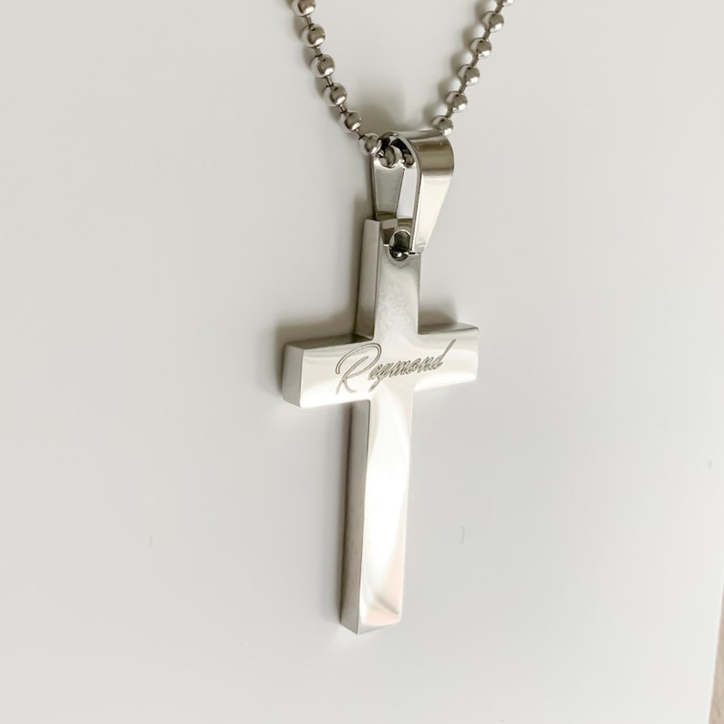 Mens Necklace Personalized Mens Gift Engraved Cross Necklace Etsy