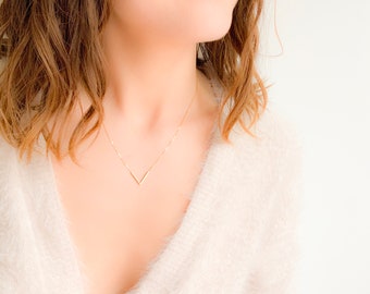 14k Solid Gold Necklace, Necklaces for Women, Handmade Jewelry, Minimalist Necklace, Dainty Necklace, Statement Necklace, Bar Necklace