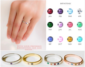 Personalized Birthstone Ring For Mom, Mothers Ring, Birthstone jewelry, Birthstone Stacking Rings for Women, Personalized Gift for Women