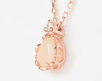 Opal Halskette, zierliche RoseGold Halskette, Geschenk Halsketten für Frauen, Minimalist Halskette, Jahrestag Geschenke, Opal Schmuck, Vintage Schmuck