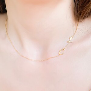 Sideways Initial Necklace, Initial Necklace, Personalized Necklace, Sterling Silver, Dainty Necklace, Personalized Gift, Gifts for Her
